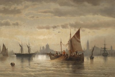 Barcos de vela frente a Venecia de Albert Rieger